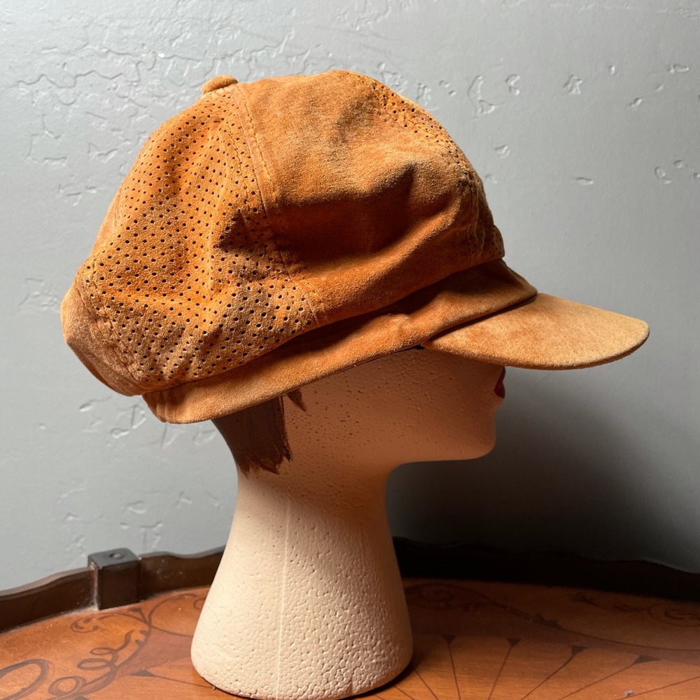 Orange Suede Newsboy Hat